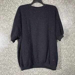 Style Plus Vintage 80's Black Polka Dot Short Sleeve Knit Top Sweater - Size OS
